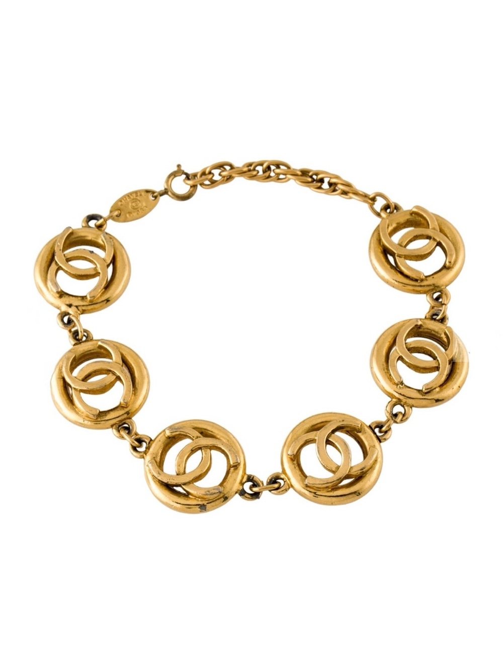 CHANEL Gold-Tone Interlocking CC Link Bracelet